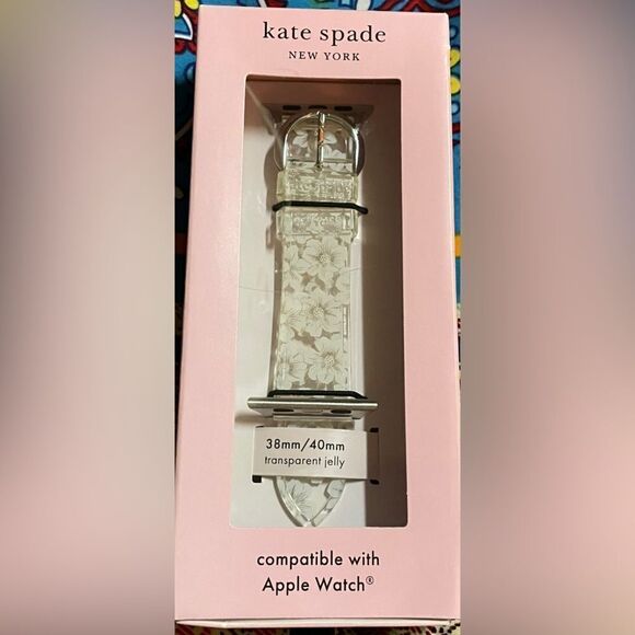 Kate Spade Clear White Floral Transparent Jelly Apple Watch 38/40mm 1 Left NIB - Picture 1 of 2